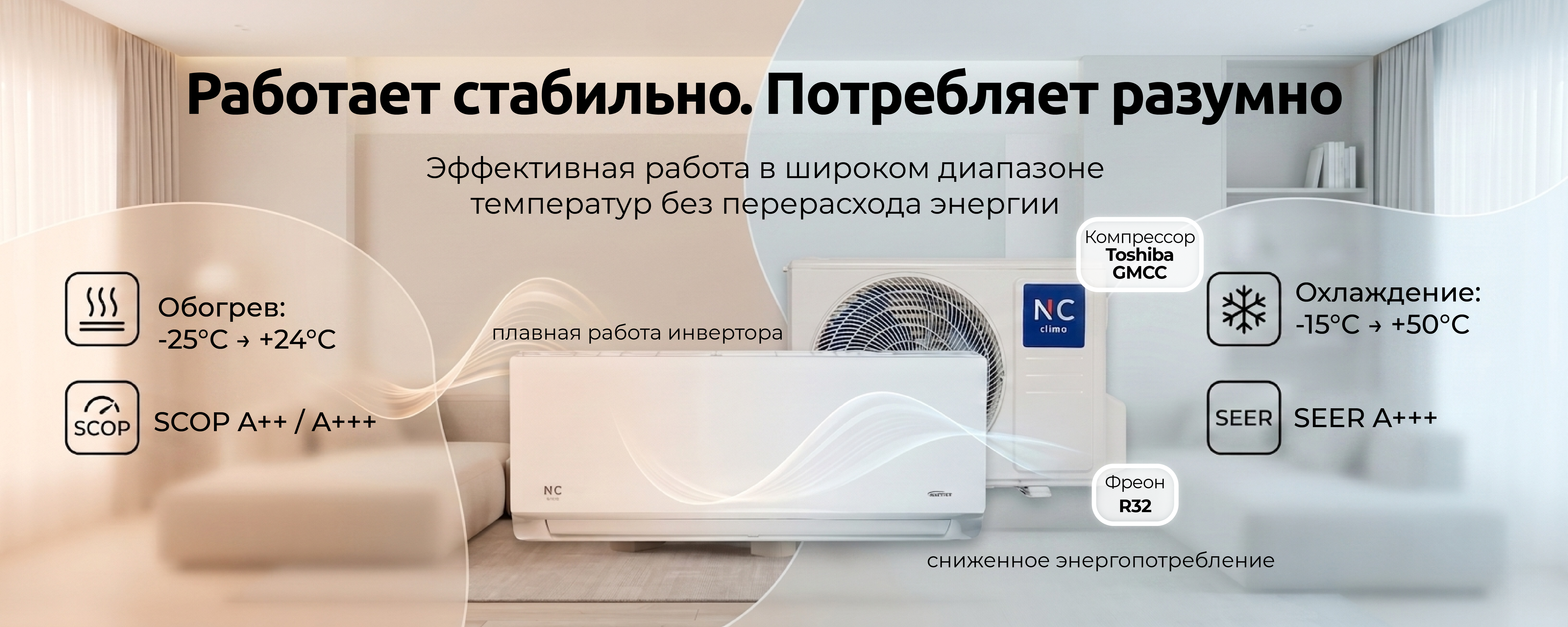Эко Режим в Nc-clima Skycold NS/NU-12EHBIw1